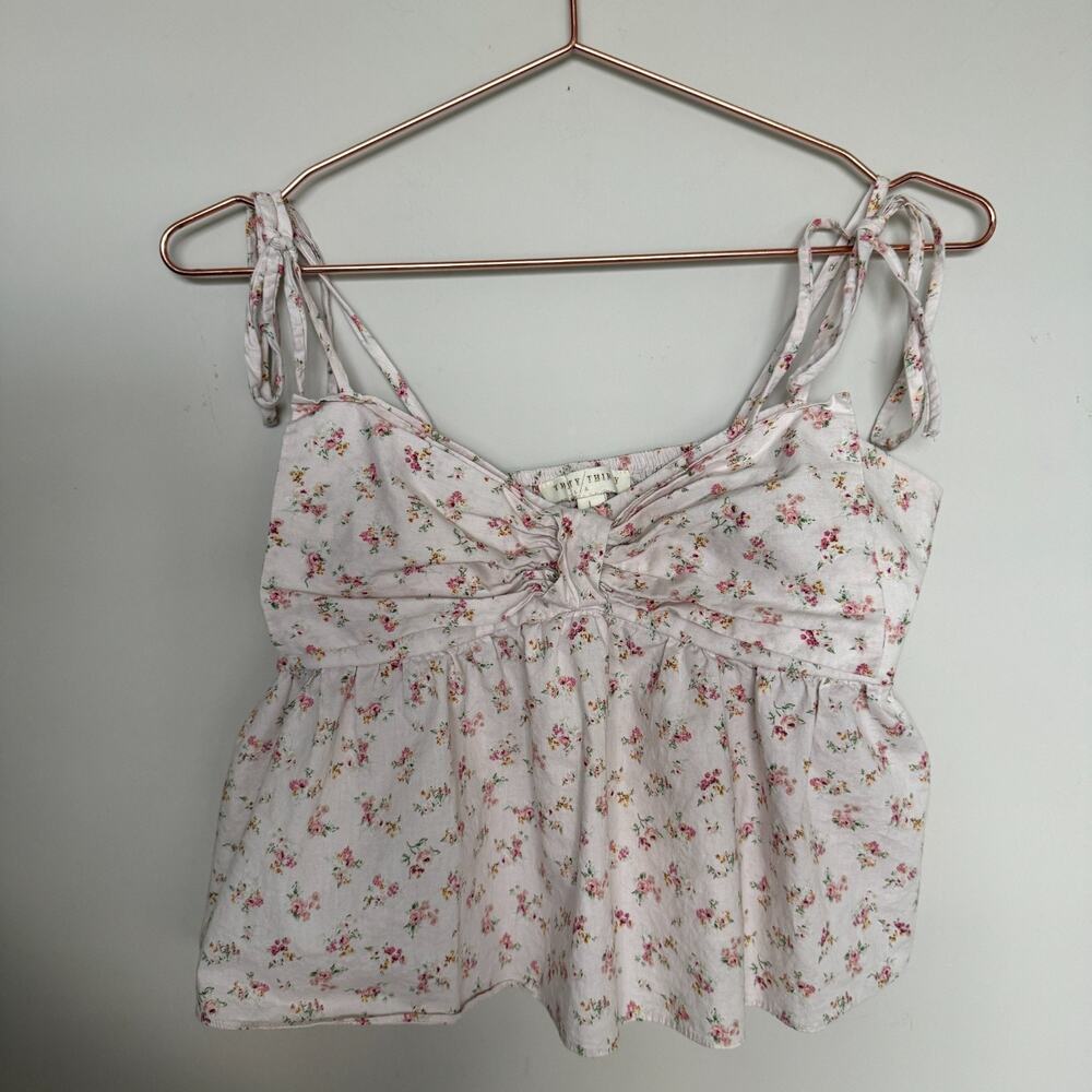 Womens Coquette Babydoll Top Large Floral Bow Shoulder Tie Shabby Chic Milkmade - Picture 2 of 6